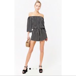 Forever 21  Black and White Stripe Romper size M